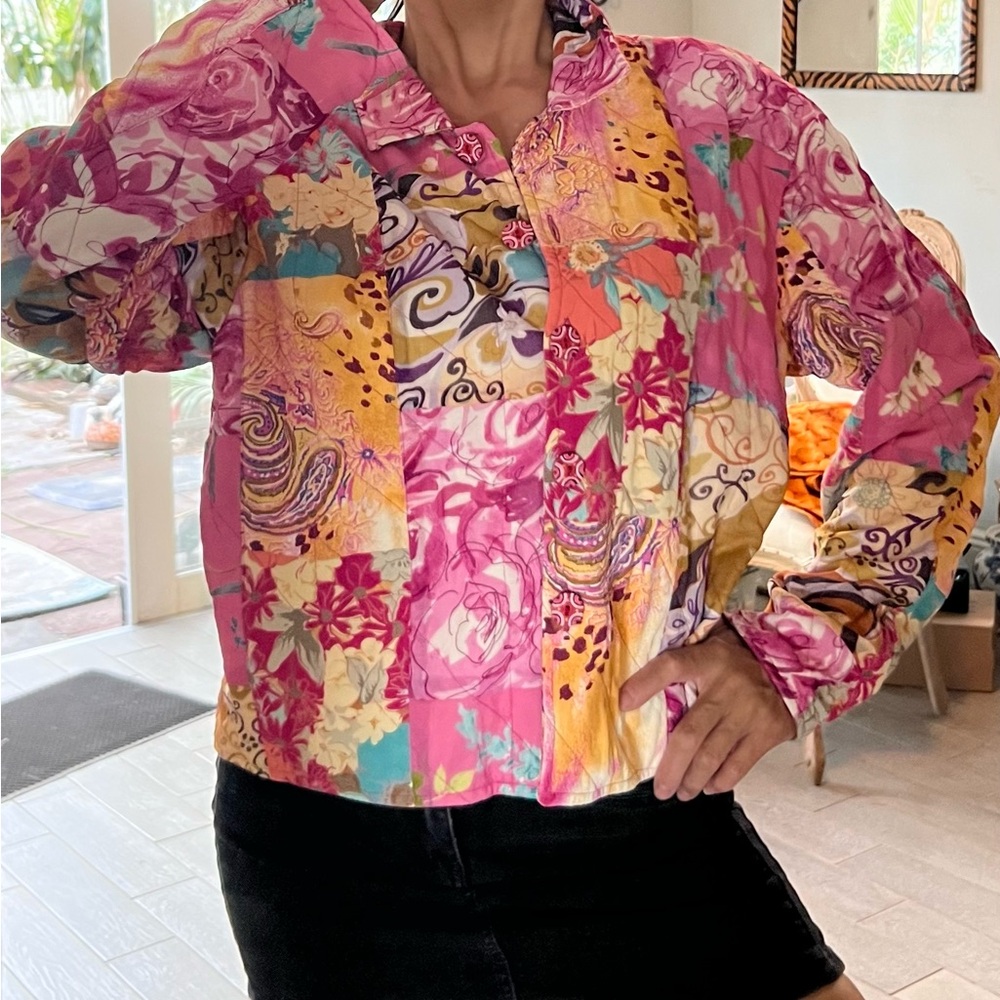 Pink Floral Patchwork Jacket Like New! - image 3